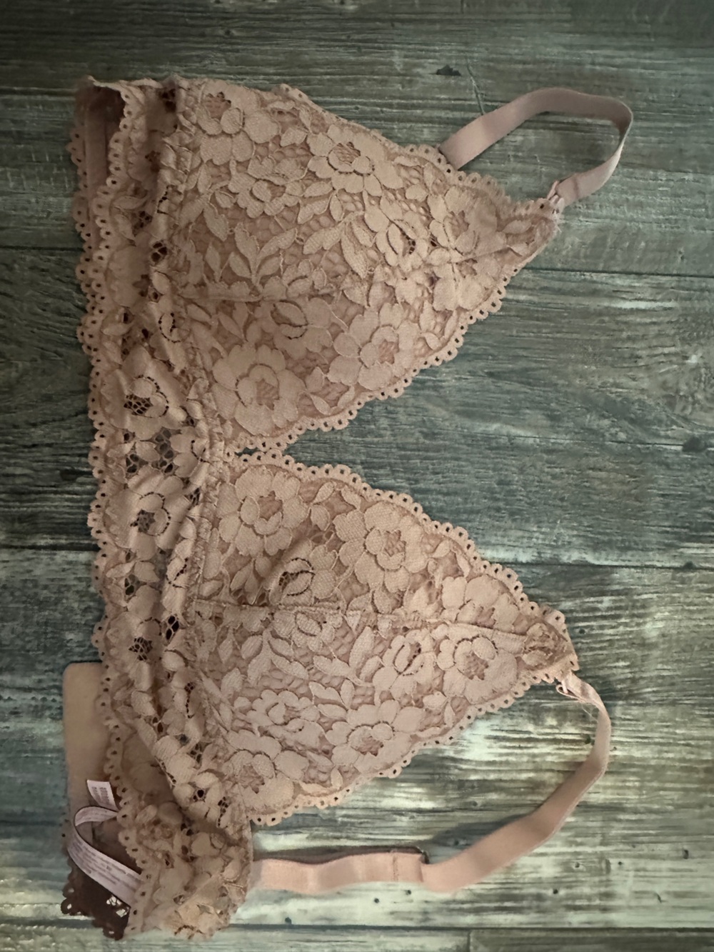 Lace Triangle Bralette in Blush Pink